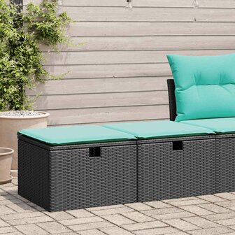 2-delige Loungeset met kussens poly rattan acacia zwart 1