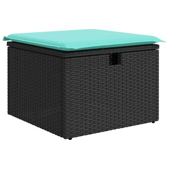 2-delige Loungeset met kussens poly rattan acacia zwart 4