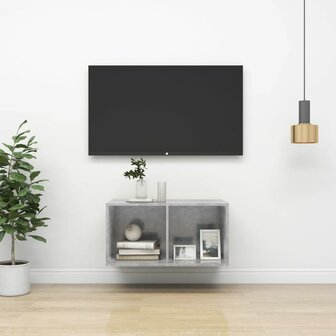 Tv-wandmeubel 37x37x72 cm bewerkt hout betongrijs 1