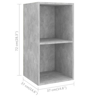 Tv-wandmeubel 37x37x72 cm bewerkt hout betongrijs 9
