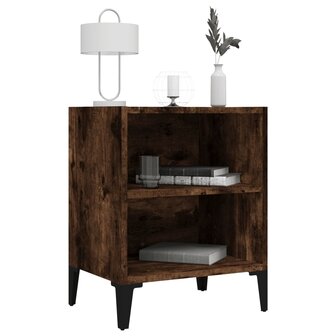 Nachtkastje met metalen poten 40x30x50 cm gerookt eikenkleurig 5