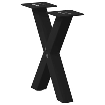 Salontafelpoten 2 st X-vormig 30x(30-31) cm staal zwart 1