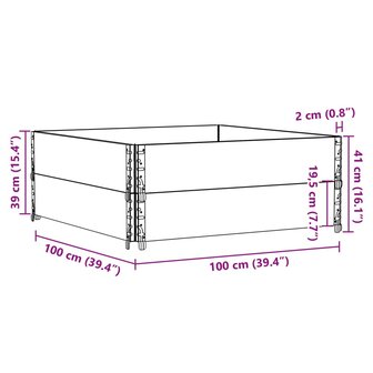 Palletopzetranden 2 st 100x100 cm massief grenenhout 8