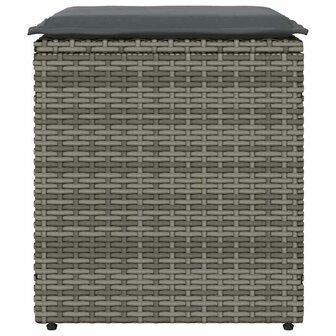 Tuinkrukken met kussens 2 st 40x40x43 cm poly rattan grijs 4