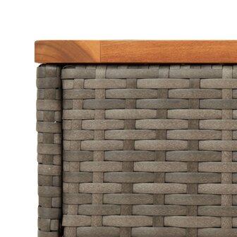 Tuinbijzettafel met houten blad 58x27,5x55 cm poly rattan grijs 9