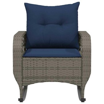 Tuinschommelstoel met kussens poly rattan grijs 4