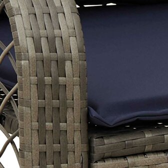 Tuinschommelstoel met kussens poly rattan grijs 8