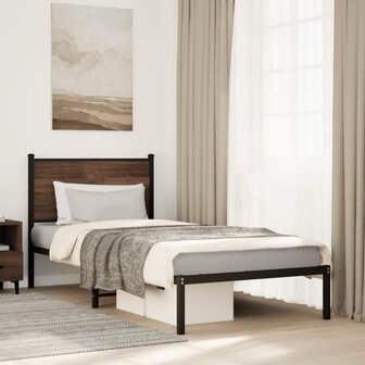 Bedframe zonder matras metaal bruin eikenkleurig 90x200 cm 1