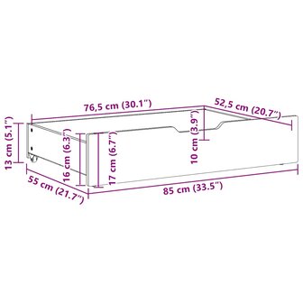 Bedlades 2 st 85x55x17 massief grenenhout wasbruin 8