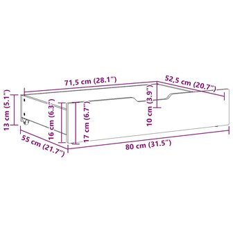 Bedlades 2 st 80x55x17 massief grenenhout wasbruin 8