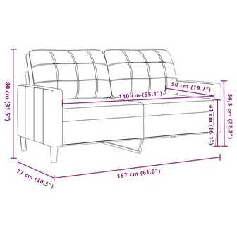 Tweezitsbank 140 cm fluweel geel 8