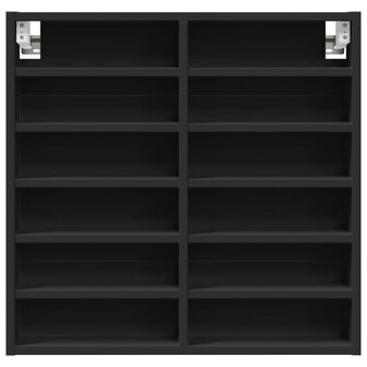 Vitrinekast 60x8,5x58 cm bewerkt hout zwart 4