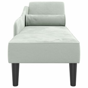 Chaise longue met kussens fluweel lichtgrijs 4