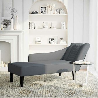 Chaise longue met rechterarmleuning fluweel donkergrijs 2