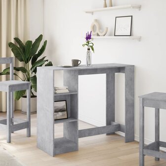 Bartafel met schap 124x46x103,5 cm bewerkt hout betongrijs 3