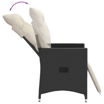 Tuinstoel verstelbaar met kussens poly rattan zwart 7
