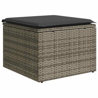 2-delige Loungeset met kussens poly rattan acacia grijs 4