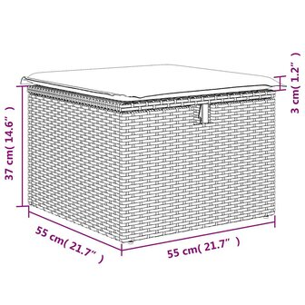 2-delige Loungeset met kussens poly rattan acacia lichtgrijs 7