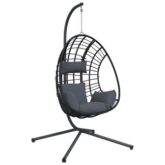 Hangstoel met standaard rattan en staal antracietkleurig 2