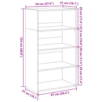 Hoge kast 70x41x124 cm bewerkt hout gerookt eikenkleurig 9