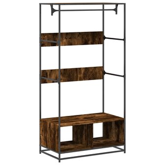 Kledingkast 90x50x180 cm bewerkt hout gerookt eikenkleurig 2