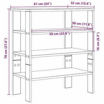 Schoenenrek 61x32x70 cm bewerkt hout betongrijs 9