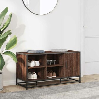 Schoenenbank 100x40x53,5 cm bewerkt hout en metaal bruin eiken 3