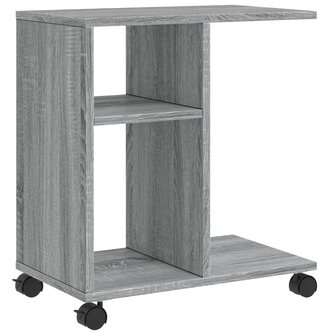 Bijzettafel met wieltjes 50x30x55 cm hout grijs sonoma eiken 2