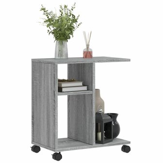 Bijzettafel met wieltjes 50x30x55 cm hout grijs sonoma eiken 4
