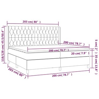 Boxspring met matras stof lichtgrijs 200x200 cm 7