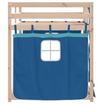 Stapelbed met gordijnen 90x200 cm massief grenenhout blauw 6