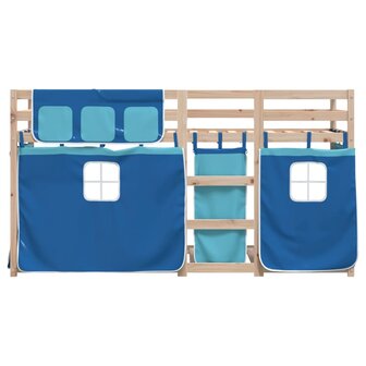 Stapelbed met gordijnen 90x190 cm massief grenenhout blauw 5