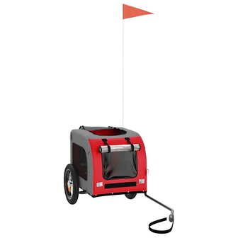 Hondenfietstrailer oxford stof en ijzer rood en grijs 3