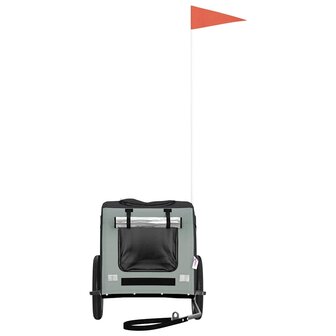 Hondenfietstrailer oxford stof en ijzer grijs en zwart 4