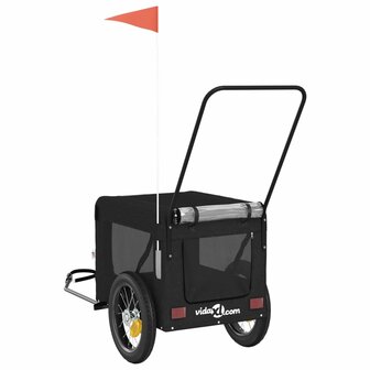 Hondenfietstrailer oxford stof en ijzer zwart 9