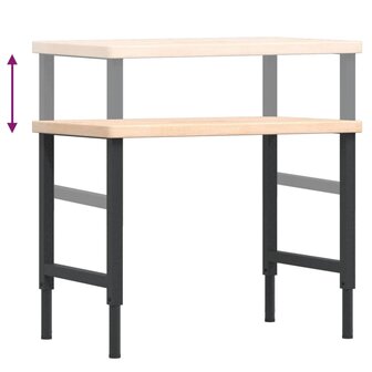 Werkbank rechthoekig 100x60x(73-99,5) cm massief eikenhout 9