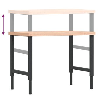 Werkbank rechthoekig 100x60x(73-99,5) cm massief beukenhout 9