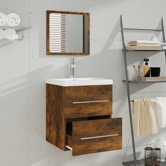 Badkamerkast met spiegel 41x38,5x48 cm gerookt eikenkleurig  3