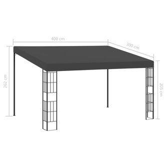 Wandprieel 3x4 m stof antracietkleurig 5