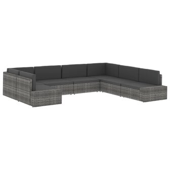 Middenbank sectioneel poly rattan grijs 9