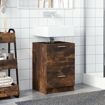 Wastafelkast 40x37x59 cm bewerkt hout gerookt eikenkleurig 3