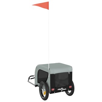 Hondenfietstrailer oxford stof en ijzer grijs en zwart 7