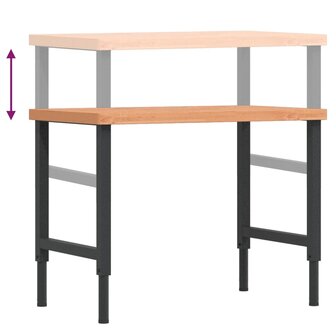 Werkbank rechthoekig 100x60x(73-99,5) cm massief beukenhout 9