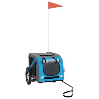 Hondenfietstrailer oxford stof en ijzer blauw en grijs 2