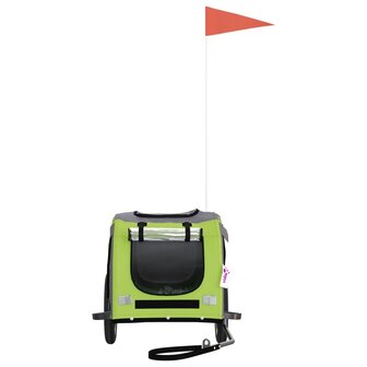 Hondenfietstrailer oxford stof en ijzer groen en grijs 4