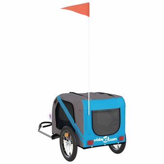 Hondenfietstrailer oxford stof en ijzer blauw en grijs 8
