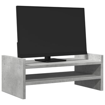 Monitorstandaard 50x27x20 cm bewerkt hout betongrijs 3