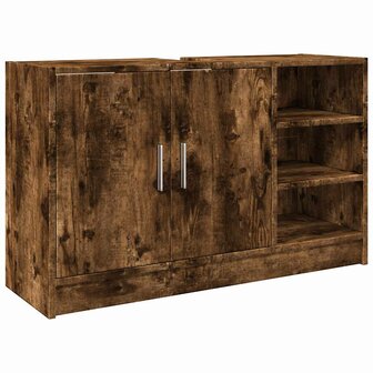 Wastafelkast 90x29x55 cm bewerkt hout gerookt eikenkleurig 2