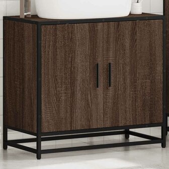 Wastafelkast 65x33x60 cm bewerkt hout bruin eikenkleur 4