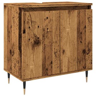 Badkamerkast 58x33x60 cm bewerkt hout oud houtkleurig 2